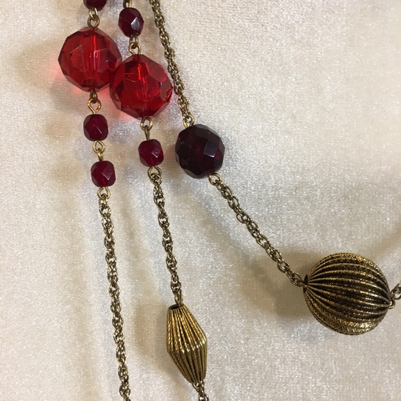 ANTIQUE GOLD BEADED 3 TIER NECKLACE - Picture 5 of 5